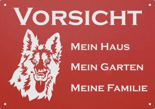 Aluminium Warnschild Altdeutscher Schäferhund VORSICHT Mein Haus mein Garten meine Familie